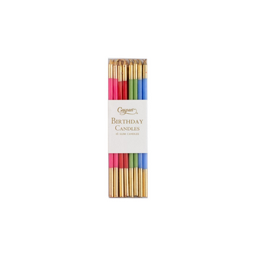 Birthday Slims Candles in Mixed Brights – Festive Slim-Style (Set of 16)