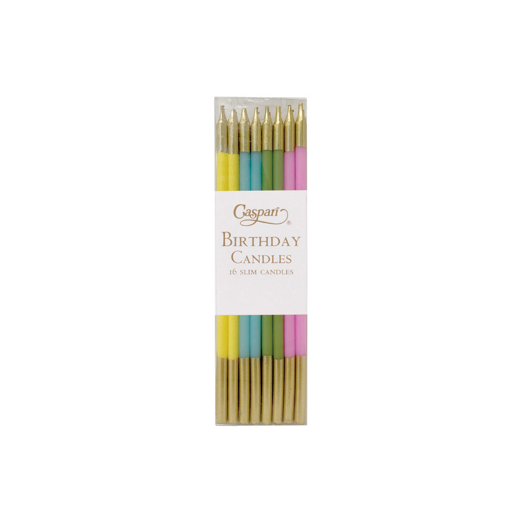 Birthday Slims Candles in Mixed Pastels – Elegant Slim-Style (Set of 16)