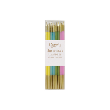 Birthday Slims Candles in Mixed Pastels – Elegant Slim-Style (Set of 16)