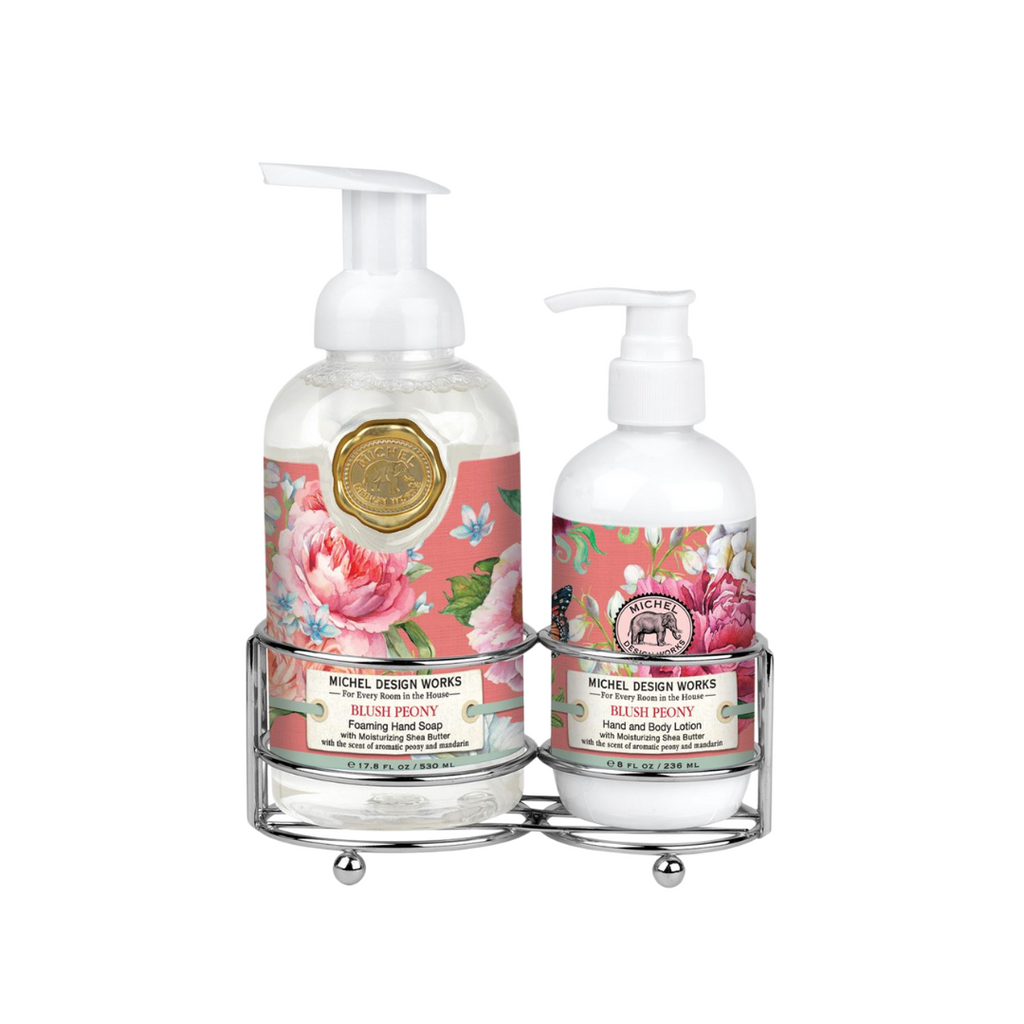 Blush Peony Hand Care Caddy – Elegant Soap & Lotion Set