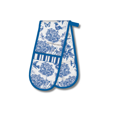 Indigo Cotton Double Oven Mitt - Extra Protection and Stylish Design