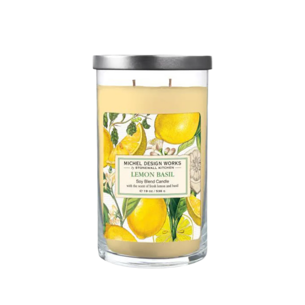 Lemon & Basil Large Tumbler Candle – Luxurious Long-Burning Fragrance