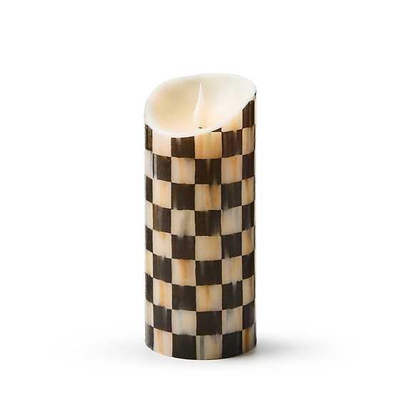 MacKenzie-Childs Courtly Check Flicker 7” – Elegant LED Pillar Candle