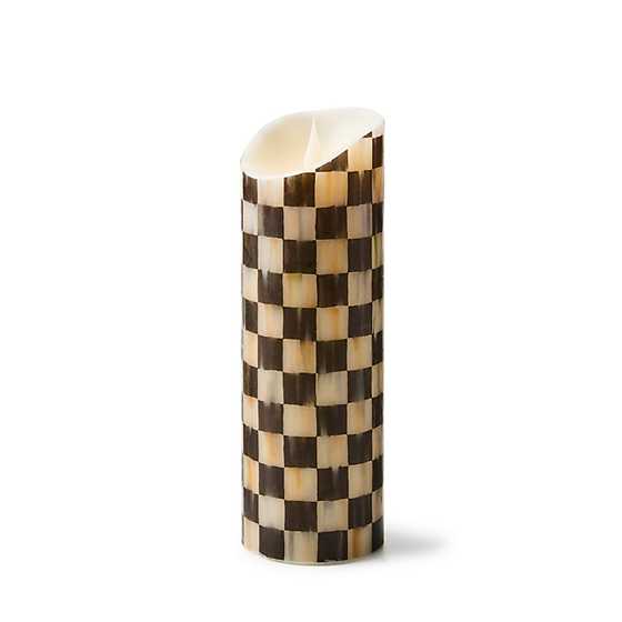 MacKenzie-Childs Courtly Check Flicker 9” – Elegant LED Pillar Candle