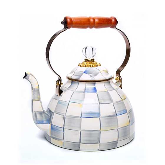 MacKenzie-Childs Sterling Check 3 Quart Tea Kettle – Elegant Hand-Painted Design