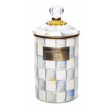 MacKenzie-Childs Sterling Check Large Canister – Elegant Hand-Painted Storage