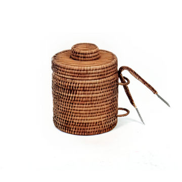 Rattan Ice Bucket with Tongs – Elegant Eco-Friendly Bar Accessory