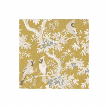 Scenic Songbird Gold/Ivory Dinner Napkins – Elegant and Eco-Friendly Tableware