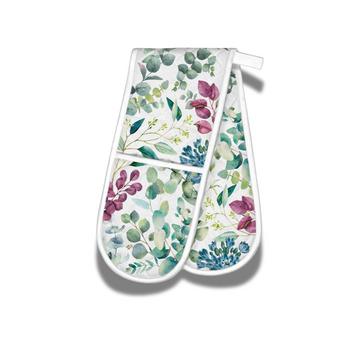 Stylish Eucalyptus & Mint Double Oven Mitts – Kitchen Safety in Style